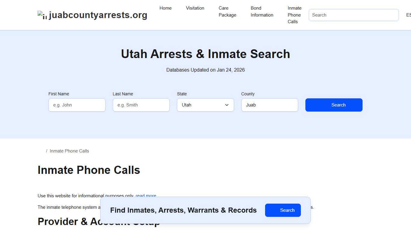 Inmate Telephone System - Juab County Jail, UT