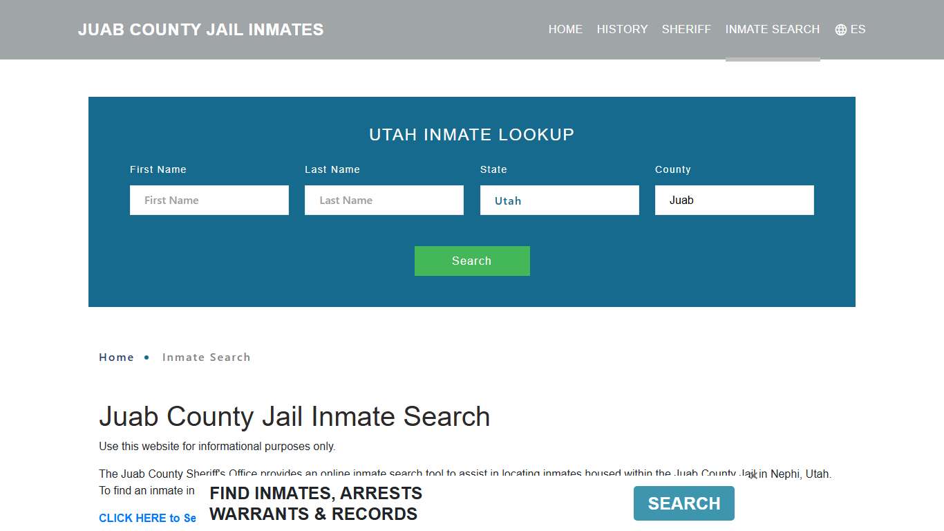 Juab County, UT Detainee Lookup